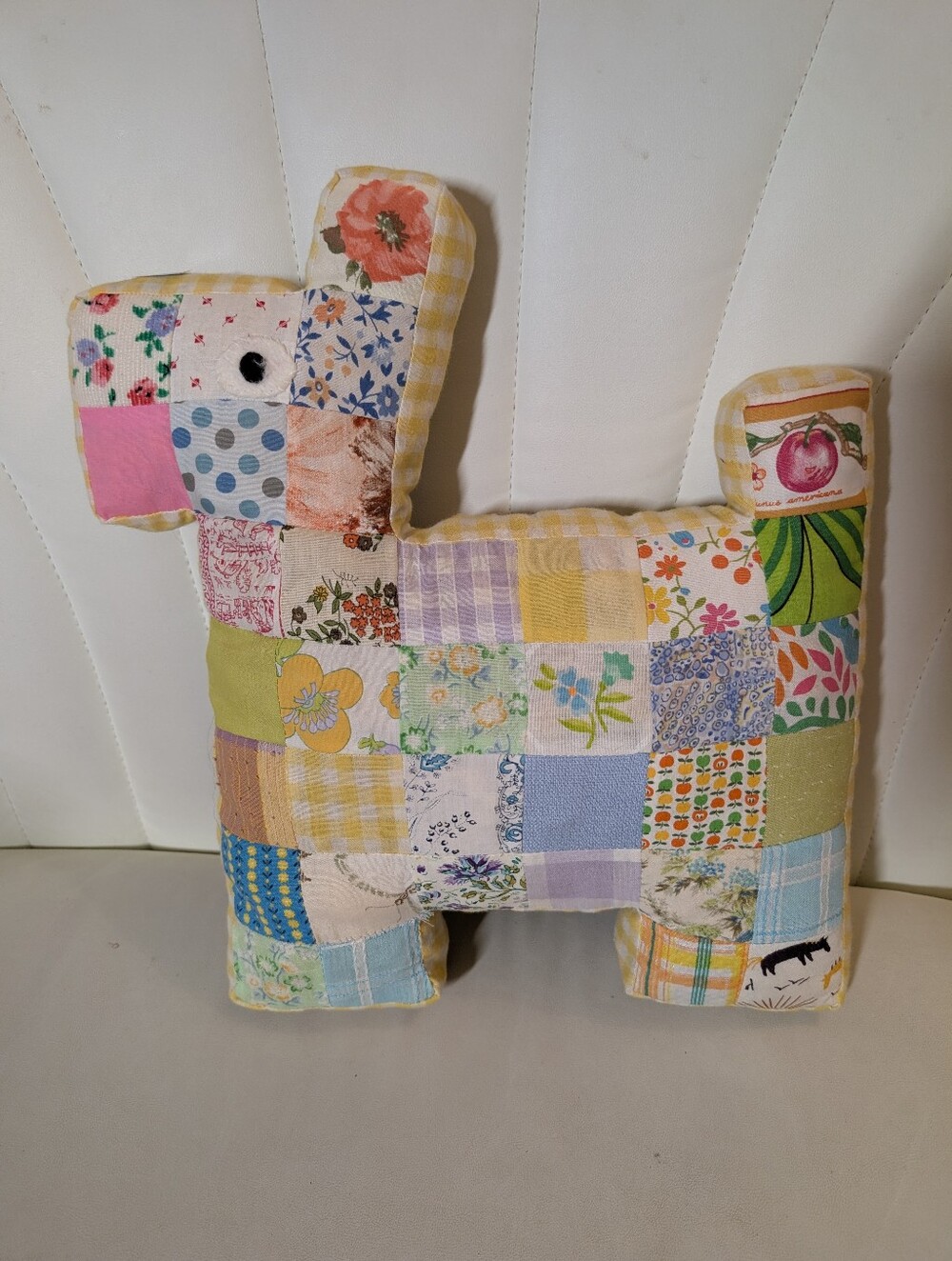 Patchwork Floral Multicolor Scotty Dog Pillow - Handmade